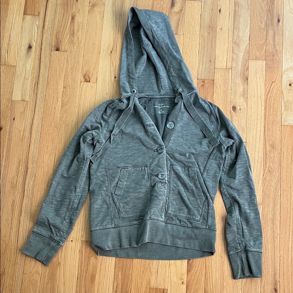 J. Crew Washed Heavyweight Jersey Hoodie in Gray